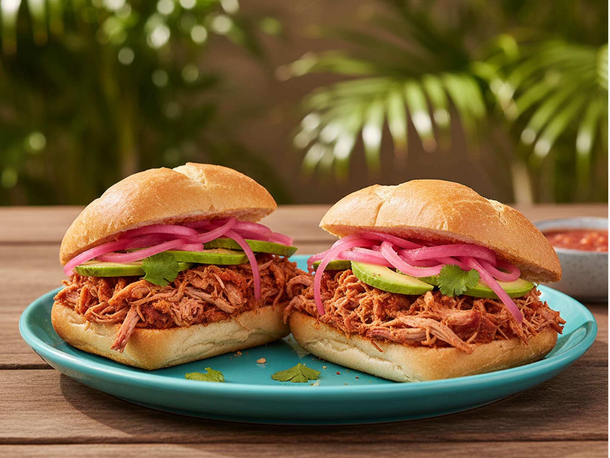 A close-up of the tender pibil meat.